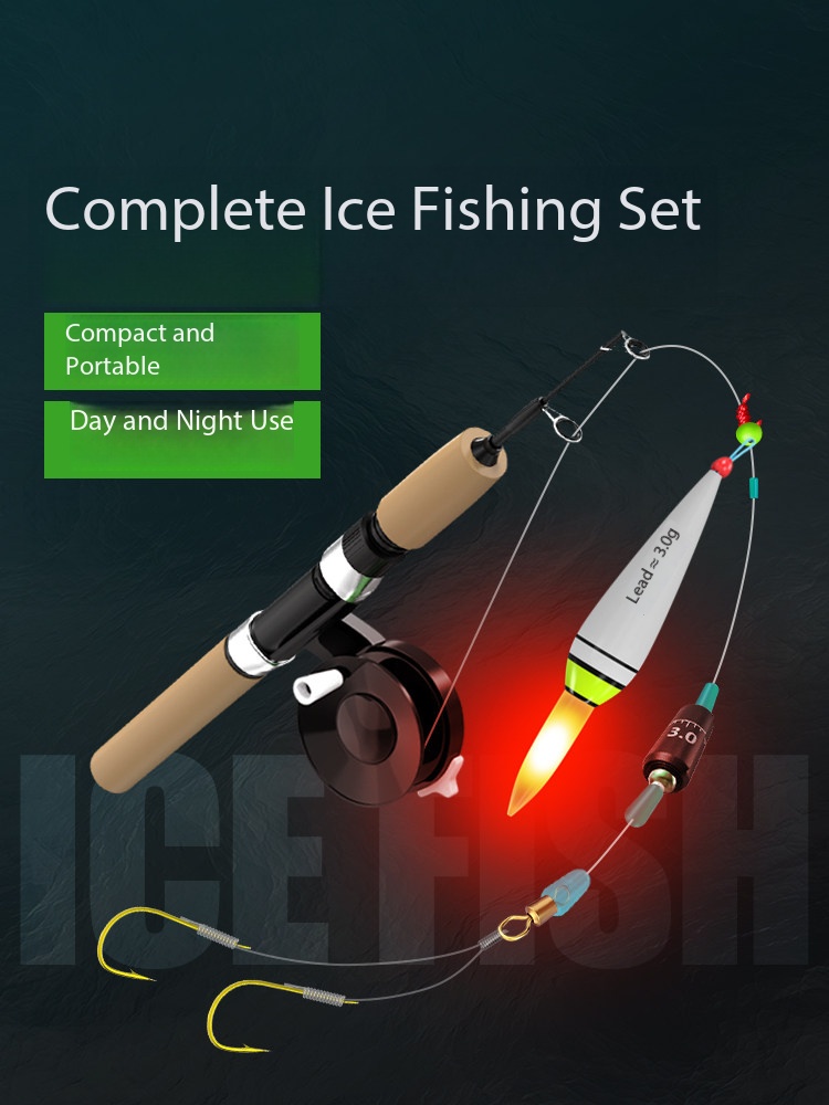 Fishing Rod Ice - ชุดคันเบ็ดตกปลาน้ำแข็งแบบใหม่ ขนาดสั้นพิเศษ มินิ แบบยืดหดได้ ML3 แบบ