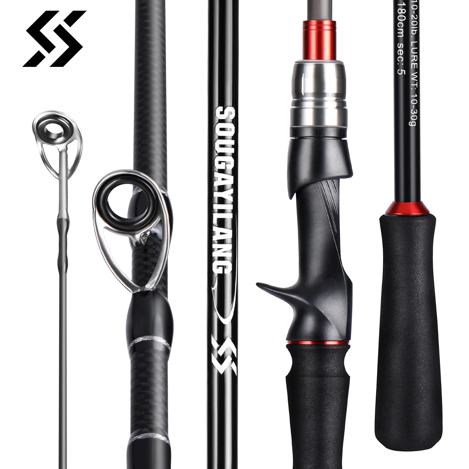 Fishing Rod Surf - Sougayilang เหยื่อเบ็ดตกปลาหมุน1.8m 2.1m, EVA คาร์บอนไฟเบอร์ joran