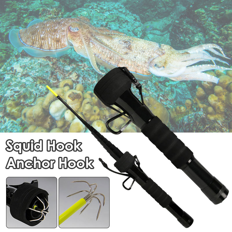 Fishing Rod Surf - ปลาหมึก Gaff Anchor Hook คาร์บอนป้องกัน Retractable