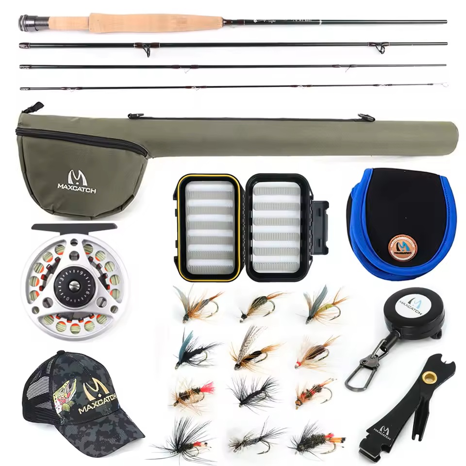 Fishing Rod Fly - MAXIMUMCATCH Ultralite/V-light 6ft-7.6ft 2/3wt คันเบ็ดตกปลาแบบฟลายสำหรับลำธารขนาดเล็ก พร้อมรอกอลูมิเนียม