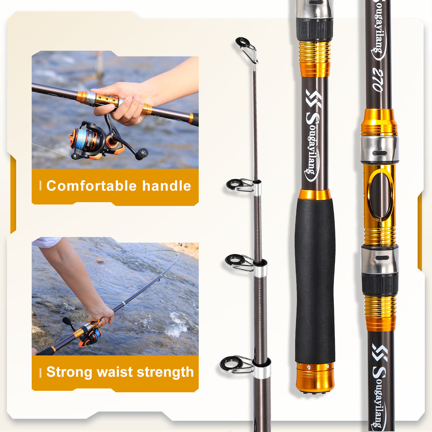 คันเบ็ดตกปลา Sougayilang 2.1m- - Fishing Rod Surf บทวิจารณ์และราคา