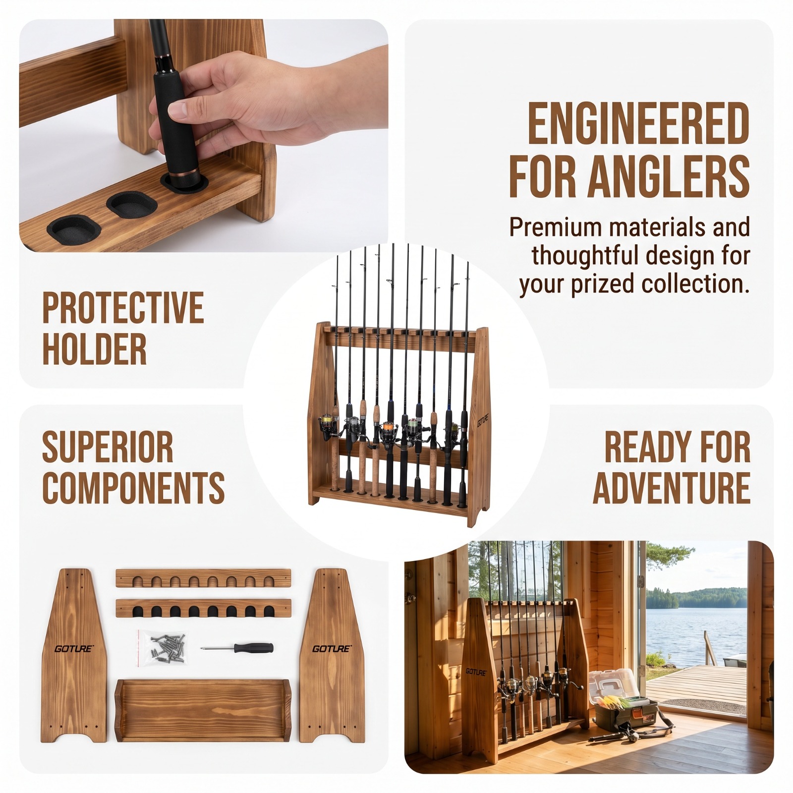 ชั้นวางคันเบ็ดตกปลาแบบตั้งพื้น - Fishing Rod Rack บทวิจารณ์และราคา