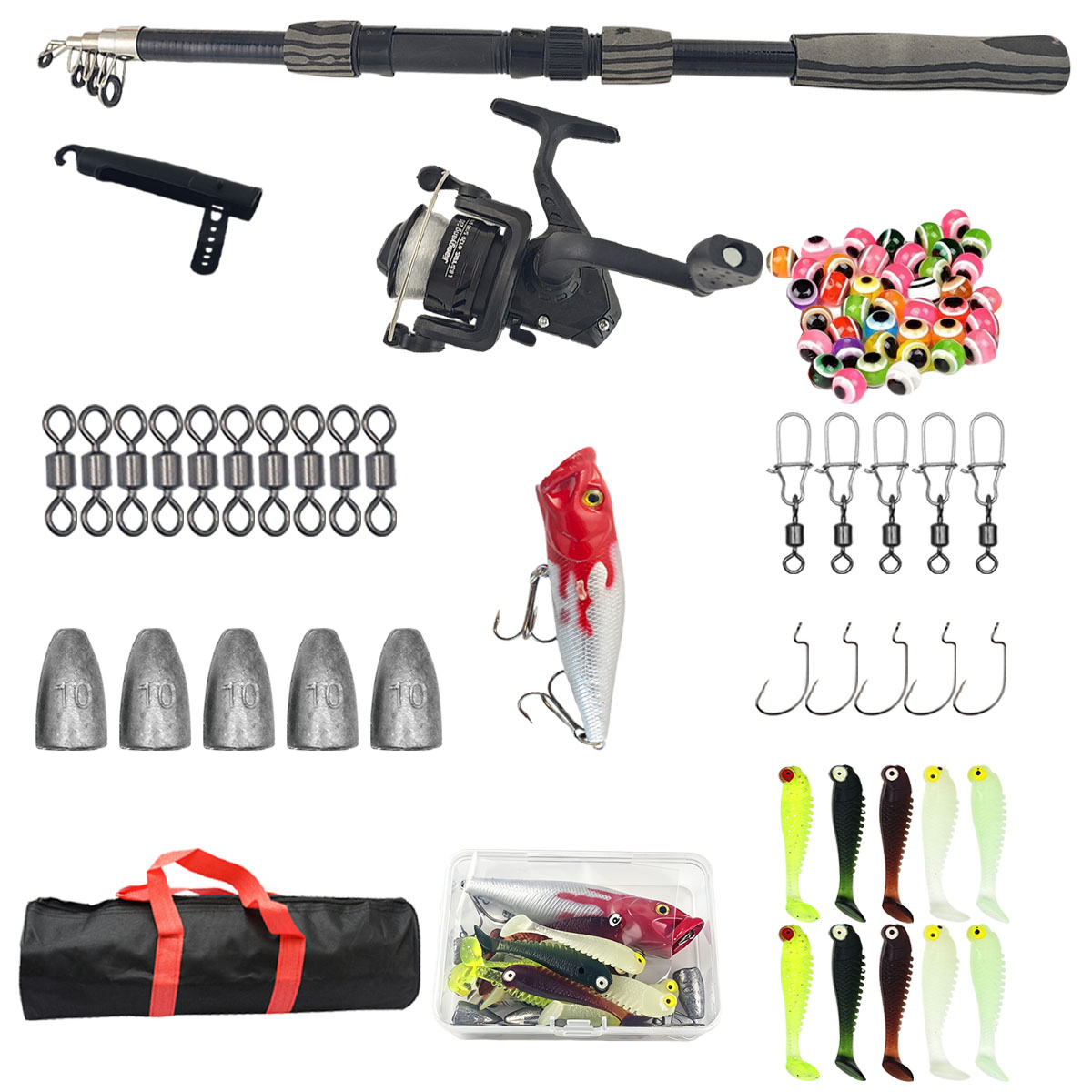 ชุดคันเบ็ดตกปลาแบบพกพา ยืดหดได - Fishing Rod Spinning บทวิจารณ์และราคา