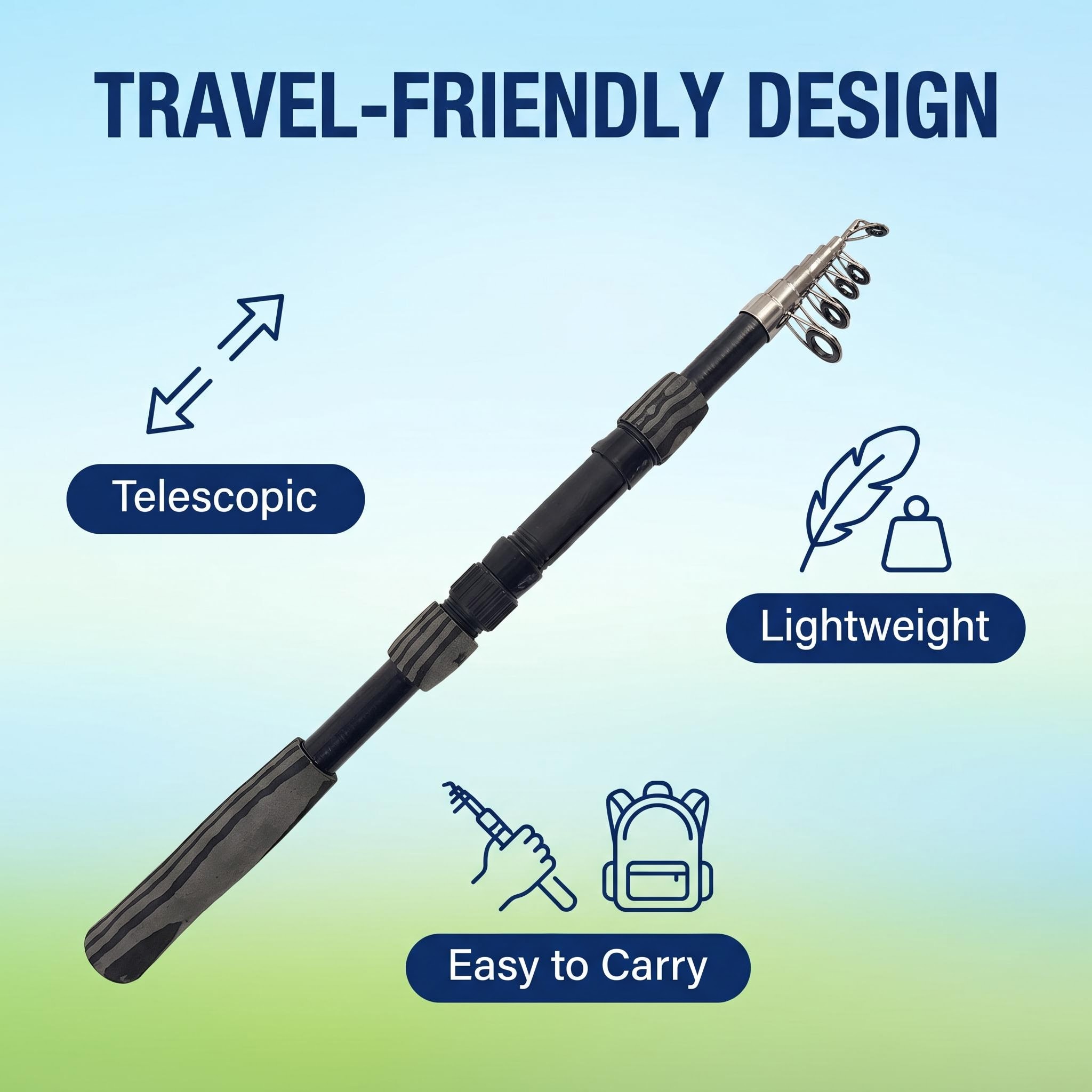 ชุดคันเบ็ดตกปลาแบบพกพา ยืดหดได - Fishing Rod Spinning บทวิจารณ์และราคา